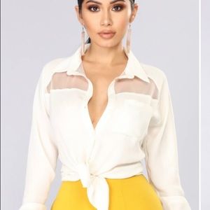Fashion Nova Cream button down top . Great with Jeans for night out